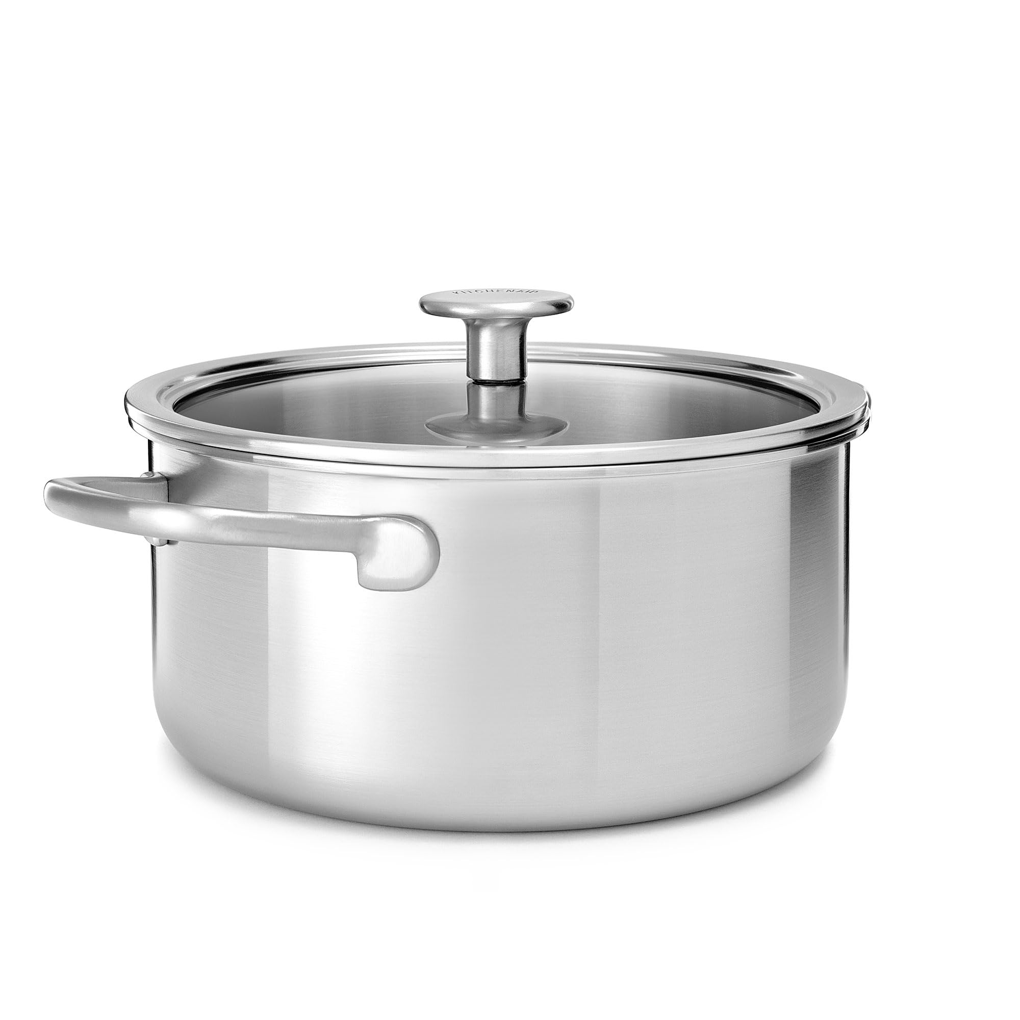 KitchenAid MultiPly 3PLY garnek ze stali nierdzewnej 20 cm / 3,11 l z pokrywką ze szkła hartowanego, nie zawiera PFAS, potrójny, wielofunkcyjny, nadaje się do indukcji, nadaje się do piekarnika do