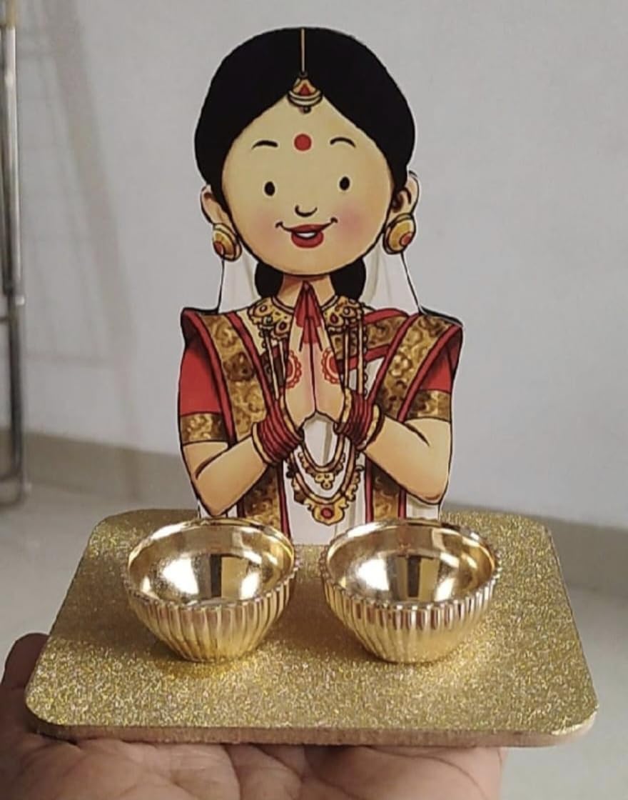 Roli Kumkum Chawal Holder/Roli Tika Chopra (1 Tika Chopda Box, Roli, Chawal)/Chawal Akshat Haldi/Roli Chawal Platter-picture-18