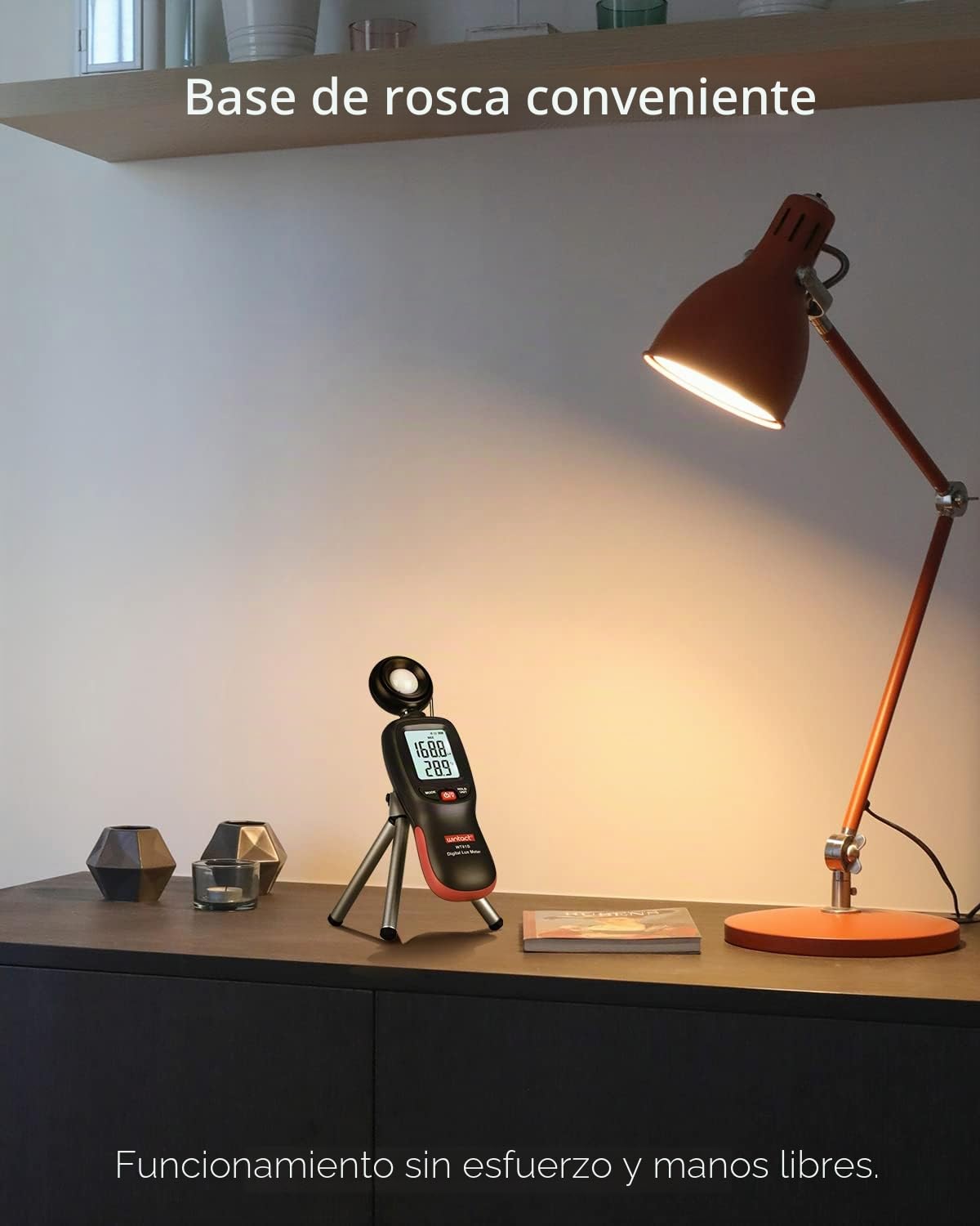 Wintact Medidor de luz, probador digital del lux del lumen para la iluminación interior de la planta | Medición de temperatura ambiente e iluminancia