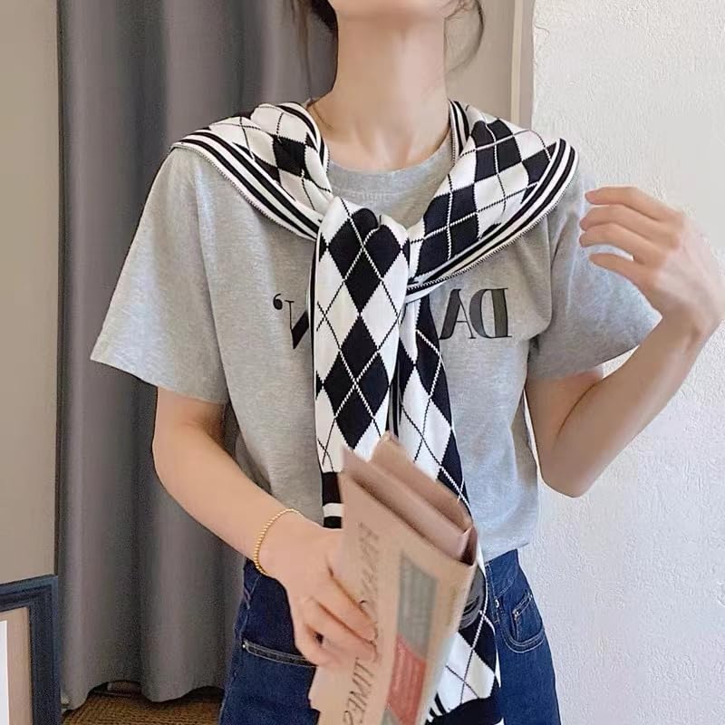 Image of WaJuemy Sweater Shawl Wraps for Women Sweater Knitted Knotted Shawls Travel Casual Scarf Cape Shoulder Tops Fashion Wrap