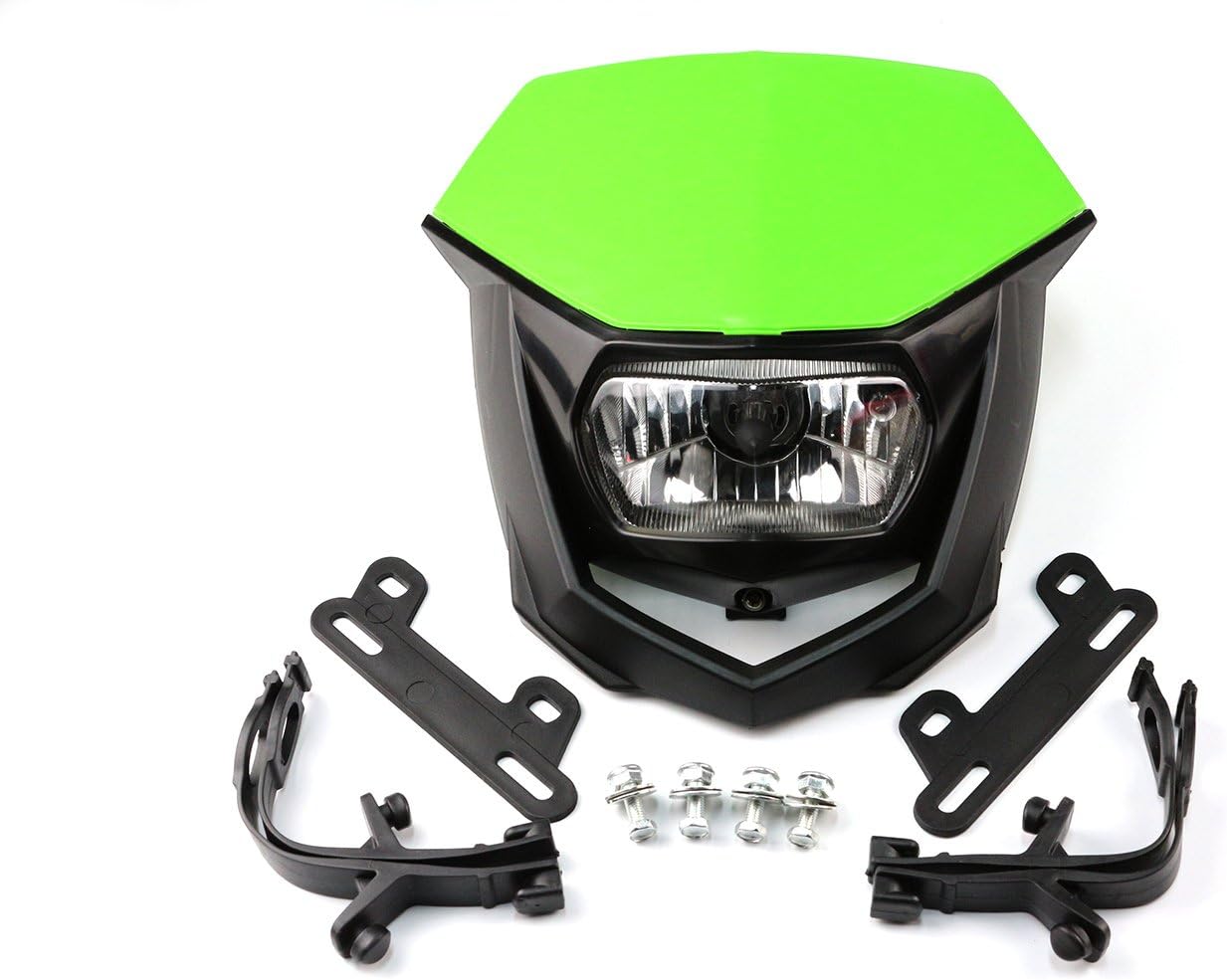 Motorcycle Pit Dirt Bike Motocross Enduro Supermoto Universal Headlights Head Light Headlamp Street Fighter for KTM Kawasaki Honda Yamaha Suzuki (Green)