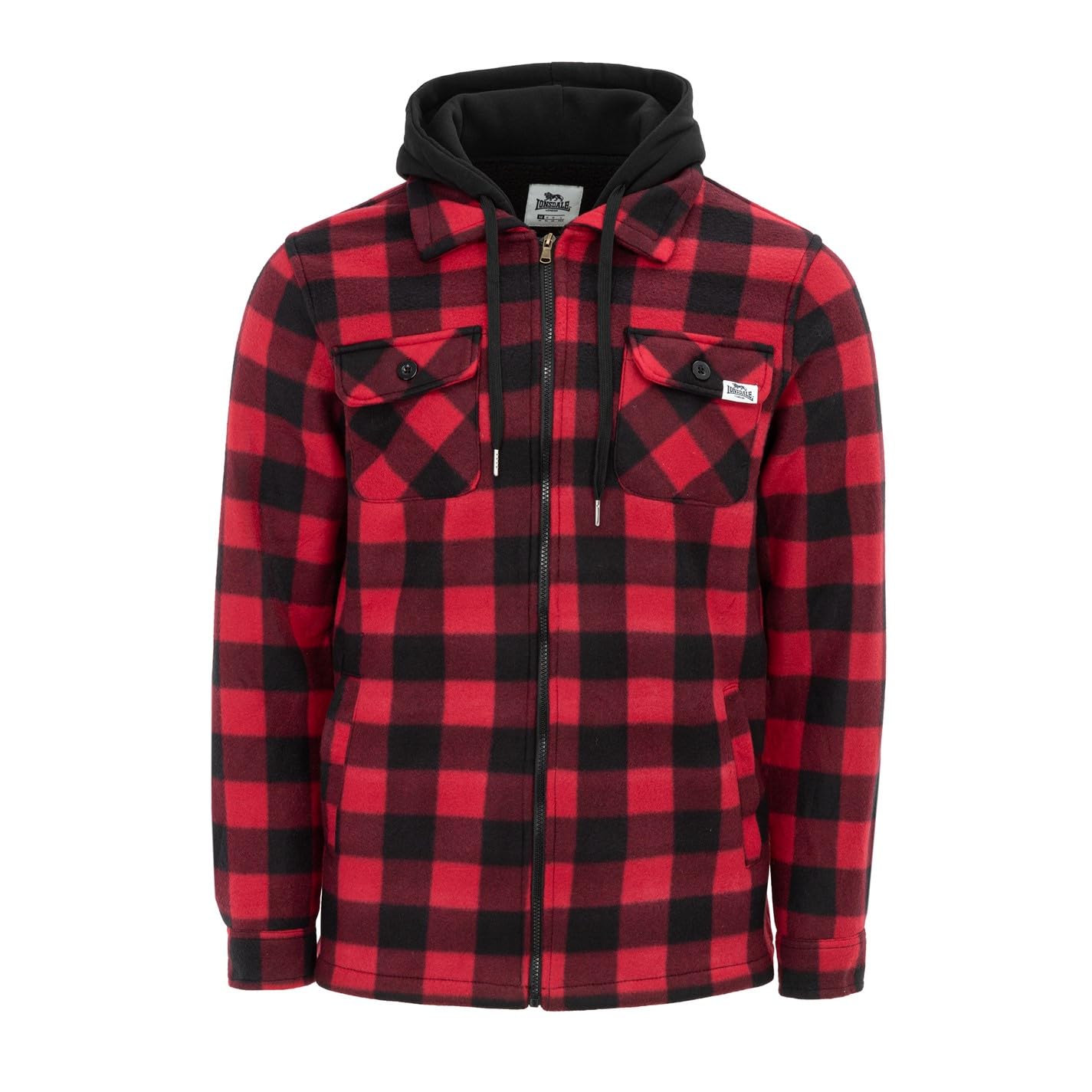 Lonsdale Mens Sherpa Shirt Jacket Red L