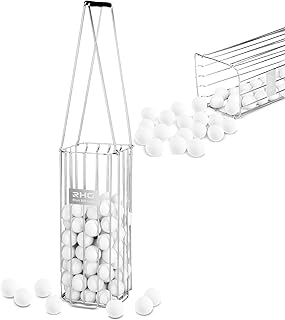 Golf Ball Retriever, 304 Stainless Steel Golf Ball Picker Upper, 2-in-1 Design Golf Ball Collector and Basket Hold Up 140 Balls, Rust-Free Shag Bag Grabber Collector Tool Bucket Simulator Accessories