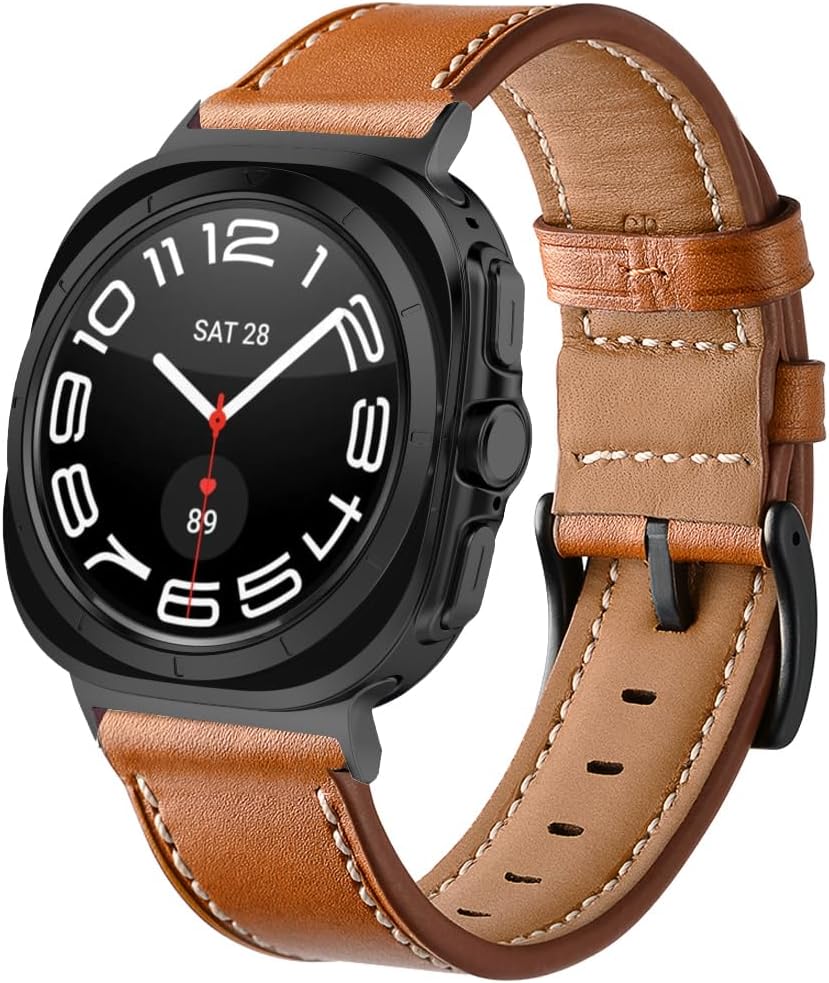 Leather Band for Galaxy Watch Ultra Bands 47mm, Replacement Watch Strap Compatible for Samsung Galaxy Watch 7 Ultra 47mm Band