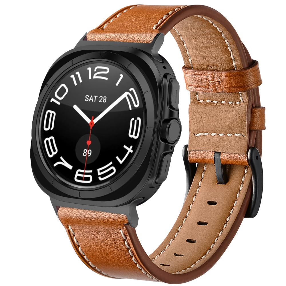 Leather Band for Galaxy Watch Ultra Bands 47mm, Replacement Watch Strap Compatible for Samsung Galaxy Watch 7 Ultra 47mm Band