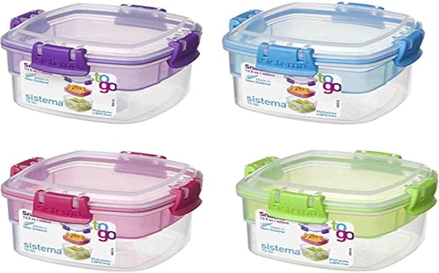 Sistema Snacks TO GO Food Storage Container | 400 ml | Small Pot with Compartments | BPA-Free | Assorted colours