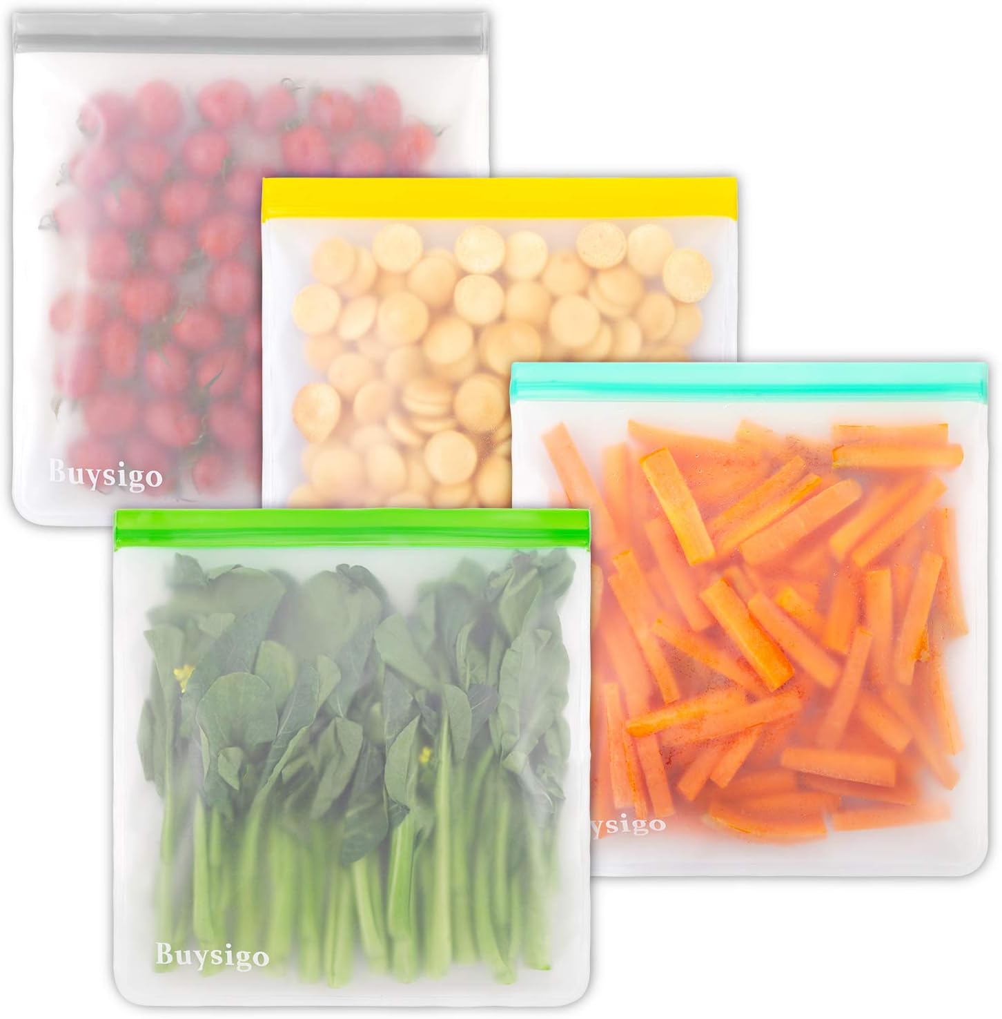Reusable Gallon Freezer Bags 1 Gallon Ziplock Bags, Leakproof Reusable Ziplock Storage Bags Extra Thick Gallon Ziplock Bags For Marinate Meats, Snack, Sandwich, Fruit, Travel Items（4 Colors）