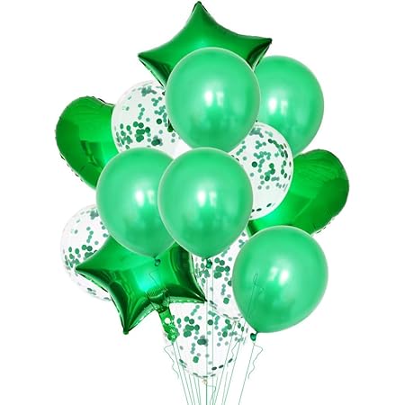 Amazon Happyhome アルミ風船 イベントパーティー 星型バルーン ハート型 丸風船 キラキラ入り 誕生日 結婚式 パーティーデコレーション用セット グリーン 風船 バルーン おもちゃ