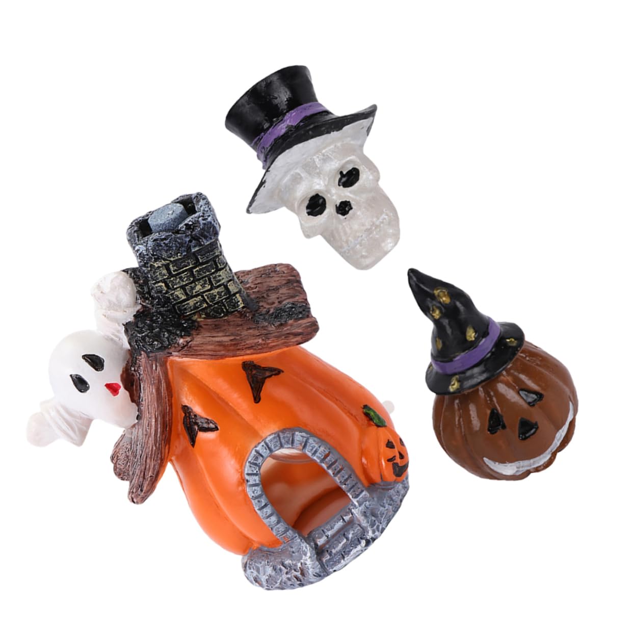 Cabilock 2 Set Casa Della Zucca Dell'acquario Gigante Ornamenti Per Acquari Di Grandi Dimensioni Piccolo Decorazione Dell'acquario Arredamento Per La Casa Dell'acquario Resina 3 Pezzi*2