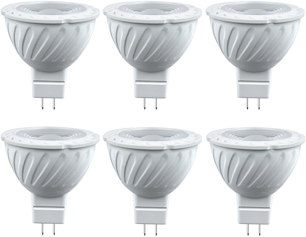 7W MR16 GU5.3 LED Bulbs Lustaled AC/DC12V Ceramic GU5.3 LED Spotlight Bulbs 50W Halogen Replacement Warm White 30 Degree Beam Angle Lamp for Landscape Track Recessed Lighting (6-Pack)