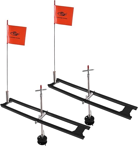 SF 2 piezas de pesca en hielo plegables con banderas de poste naranja, accesorios de pesca en hielo