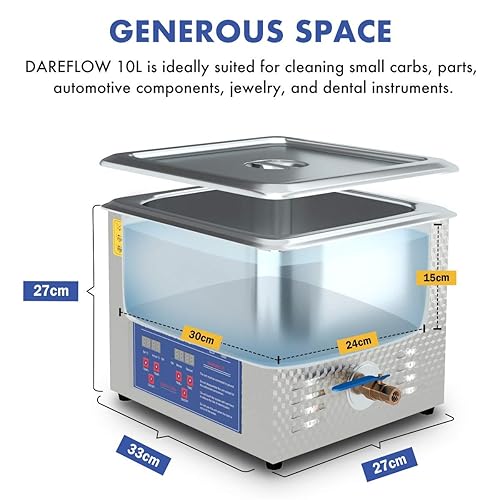 Miniatura 31 de Limpiador ultrasónico de piezas de 200 W calentado 2L (capacidad líquida de 1.5L) para carburadores pequeños, inyectores, pistolas, balas de latón
