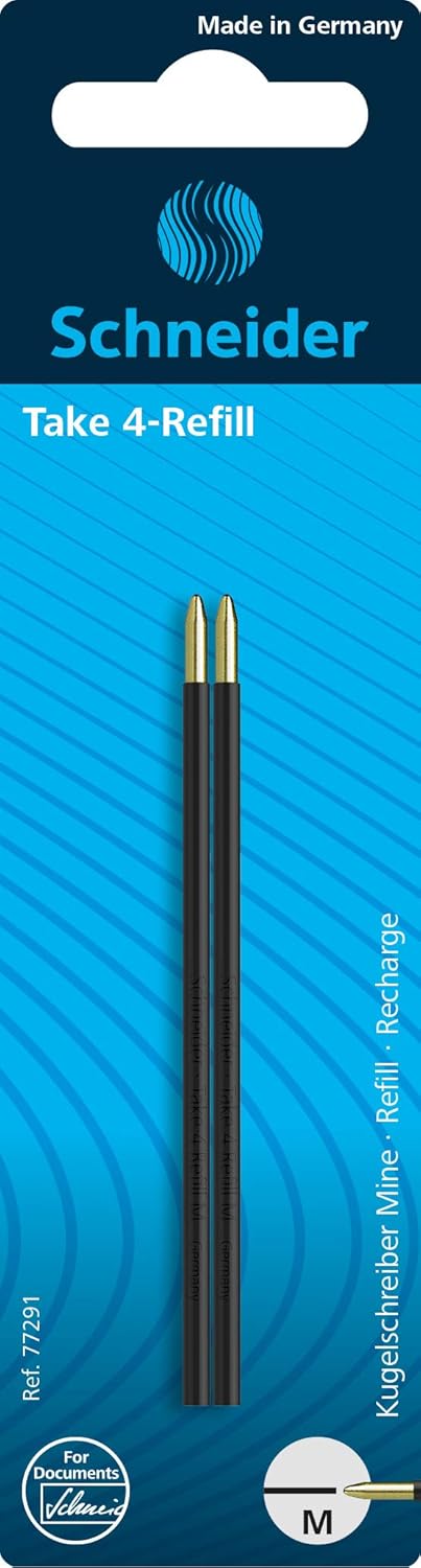 Schneider Take 4 Ballpoint Pen Refills (Refills + Ballpoint Pen, Black)
