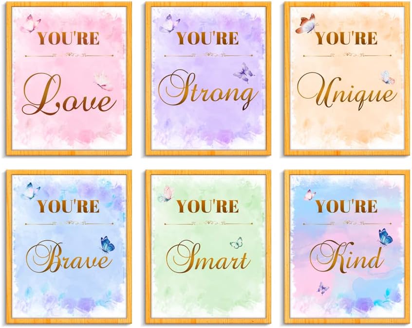 Kercan Girls Room Decor Posters,Wall Art Bedroom Decor for Teen Girls,6 Pieces of Unframed Posters Prints for Bedroom Living Room(8 x 10 Inch)