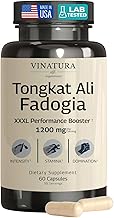 Tongkat Ali Fadogia Agrestis - 1200mg, Enhanced with Nitric Oxide Booster Supplement, Longjack Tongkat Ali for Men, *USA Made and Tested*, 60 Capsules