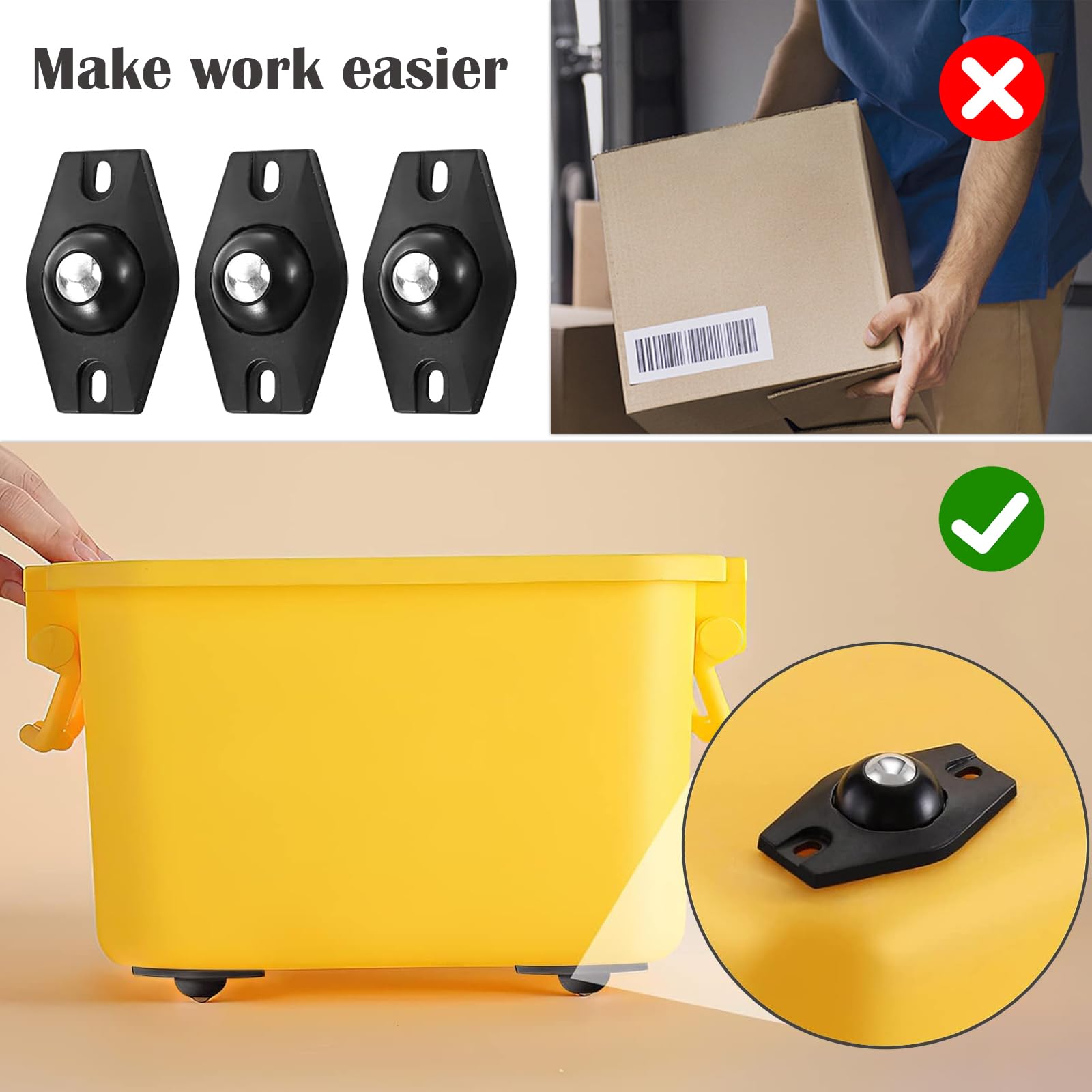 16 Stück Selbstklebende Mini-Kugelrollen 360° – 2 Kg Tragkraft Pro Rolle, Edelstahl + ABS, Für Möbel, Geräte & Boxen – Bohrfrei, Leise & Kratzfrei