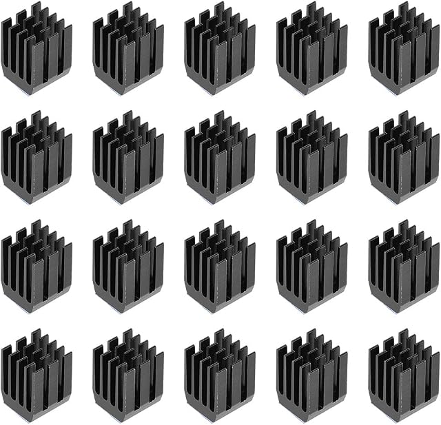 sourcing map Heatsink with Thermal Conductive Adhesive Tape 9 x 9 x 12mm Black 20pcs