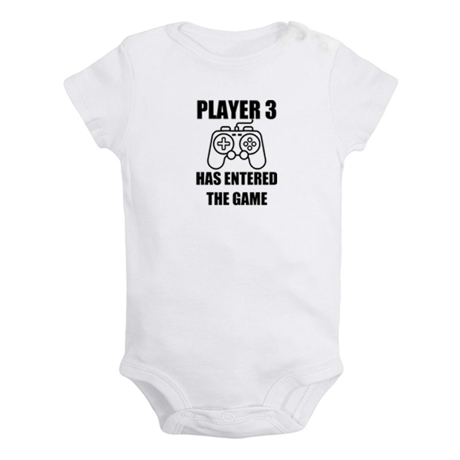 Idzn Unisex Newborn White Player 3 Has Entered The Game Funny Rompers, Newborn Baby Bodysuits, Infant Jumpsuits, Baby Novelty Outfits