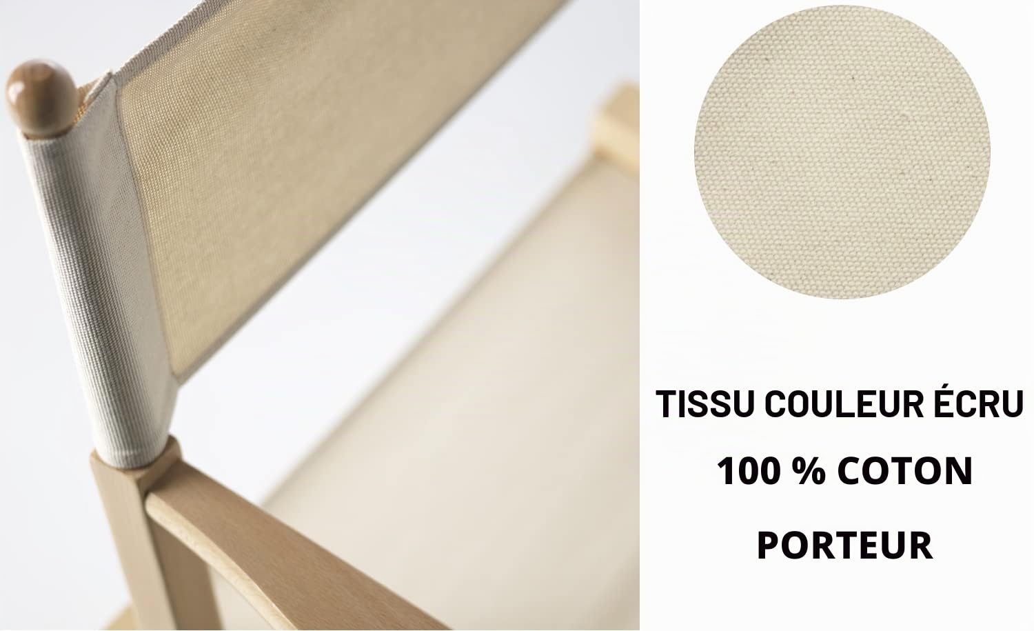 ArredaSì Fauteuil de metteur en scène, Couleur Naturel avec Tissu ecrù - Regista P