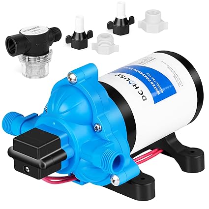 DC HOUSE RV Water Pump 12V Quiet 3.5GPM 45PSI, 12Volt Water Pressure Diaphragm Pump with Pressure Switch for RV Marine Boat Yacht Sprayer