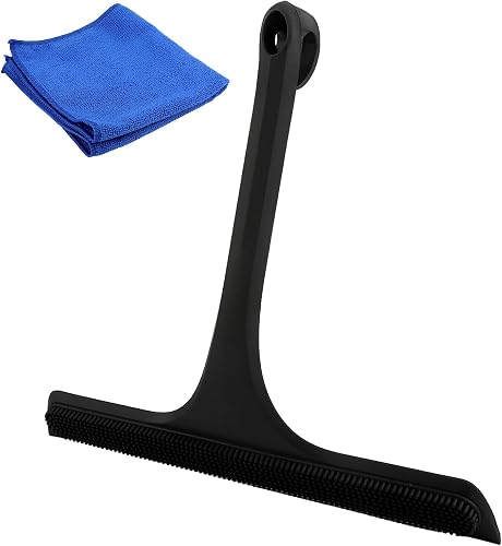 Silicone Shower Squeegee for Glass Doors, 10-Inch Black Squeegee for Shower Glas