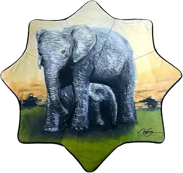Mougee Flow Star - 27" Diameter Juggling Cloth - Save The Elephants - Artwork by MSilver
