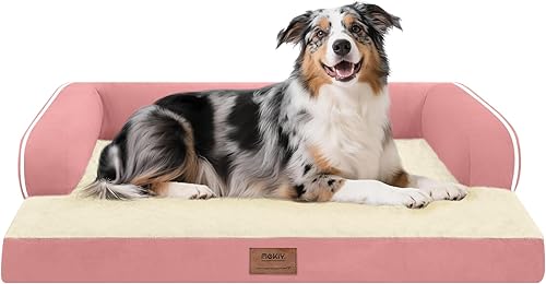 Miniatura 104 de Cama ortopédica extra grande para perros impermeable: cama de espuma viscoelástica para perros XL y extra grandes, sofá sofá, lavable con funda Azul