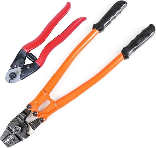 Muzata Engarzadora de mano de 14 '' Herramienta de prensado de cuerda de alambre para virola de manga de cobre de aluminio 116" 564" 332" 764" 18"