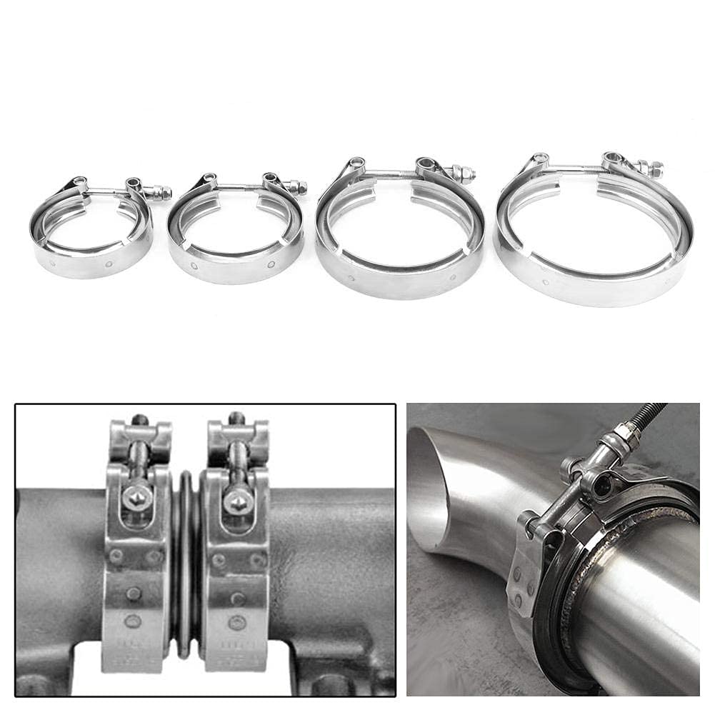 Qii lu Kit de Brida de Abrazadera de Banda en V de 2,0 Pulgadas para Tubos de Bajada de Escape de Acero Inoxidable Turbo(2 Pulgadas)