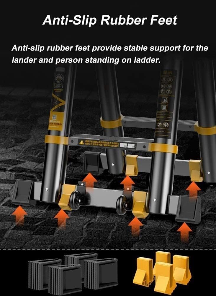 Stairs Telescoping Ladder,for Loft Yard Garage Attic Roof Heavy Duty Extension Ladder Aluminum Portable Ladder Stepladder