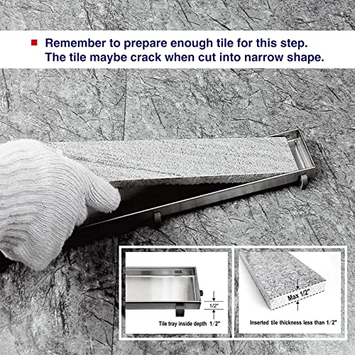 Neodrain 24-Inch Linear Shower Drain With Tile Insert Grate, Professional Brushed 304 Stainless Steel Rectangle Shower Floor Drain Manufacturer, Linear Drain With Leveling Feet, Hair Strainer #TOP4