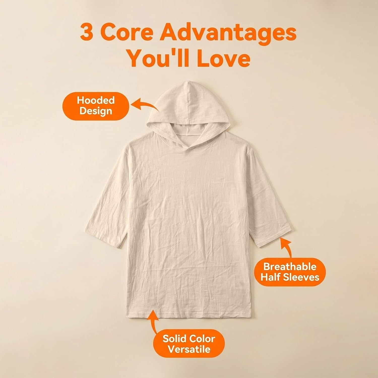 Mens Cotton Linen Hoodies Half Sleeve Casual Tops Lightweight Gauze Shirts Solid Color Loose Fit Tees for Daily