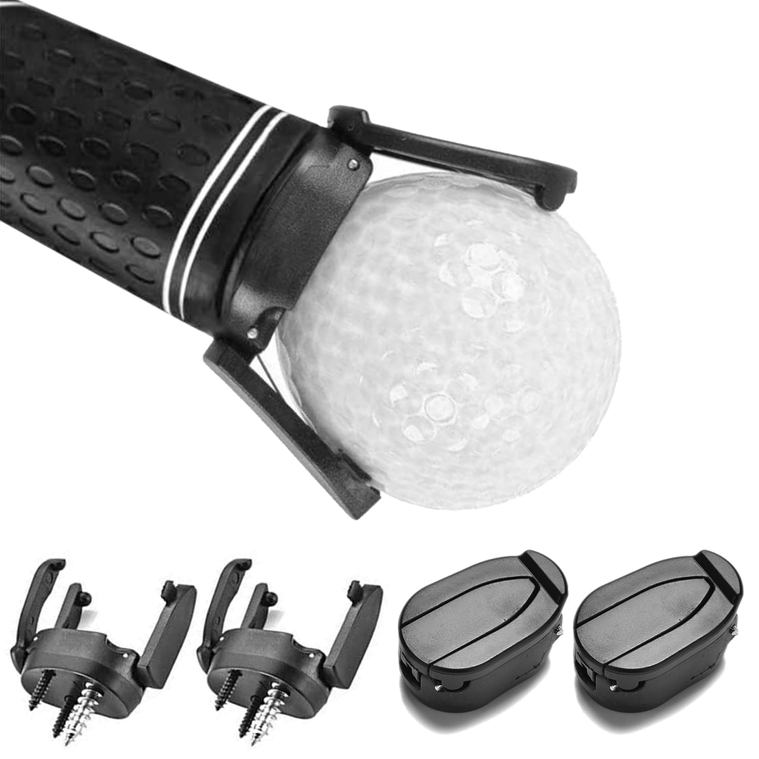 FINGER TEN Golf Ball Retriever Grabber Pick Up for Putter Golf Ball Retrievers Pick Up Tool Suction Cup for Quick Installation (4 Pcs 3 Claw Retriever)