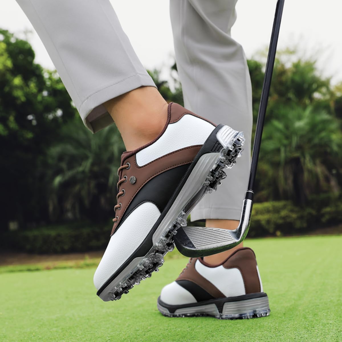 Mens Golf Shoes Waterproof, Professional Outdoor Spikeless Golf Shoes for Men Size 7.5-14