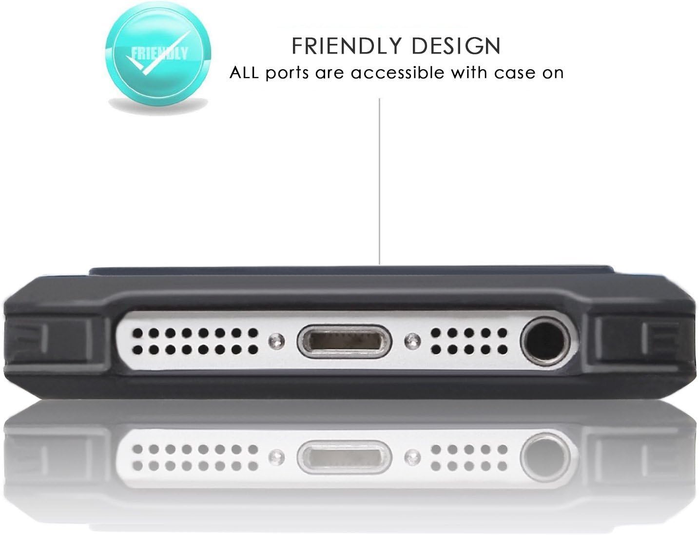 iPhone SE Case, iPhone 5S Case, iPhone 5 Case, BAROX Hybrid Dual Layer Shock Absorbing Armor Defender Protective Case Cover (Hard Plastic with Soft Silicon) for Apple iPhone 5/5S/SE (Black-Grey)
