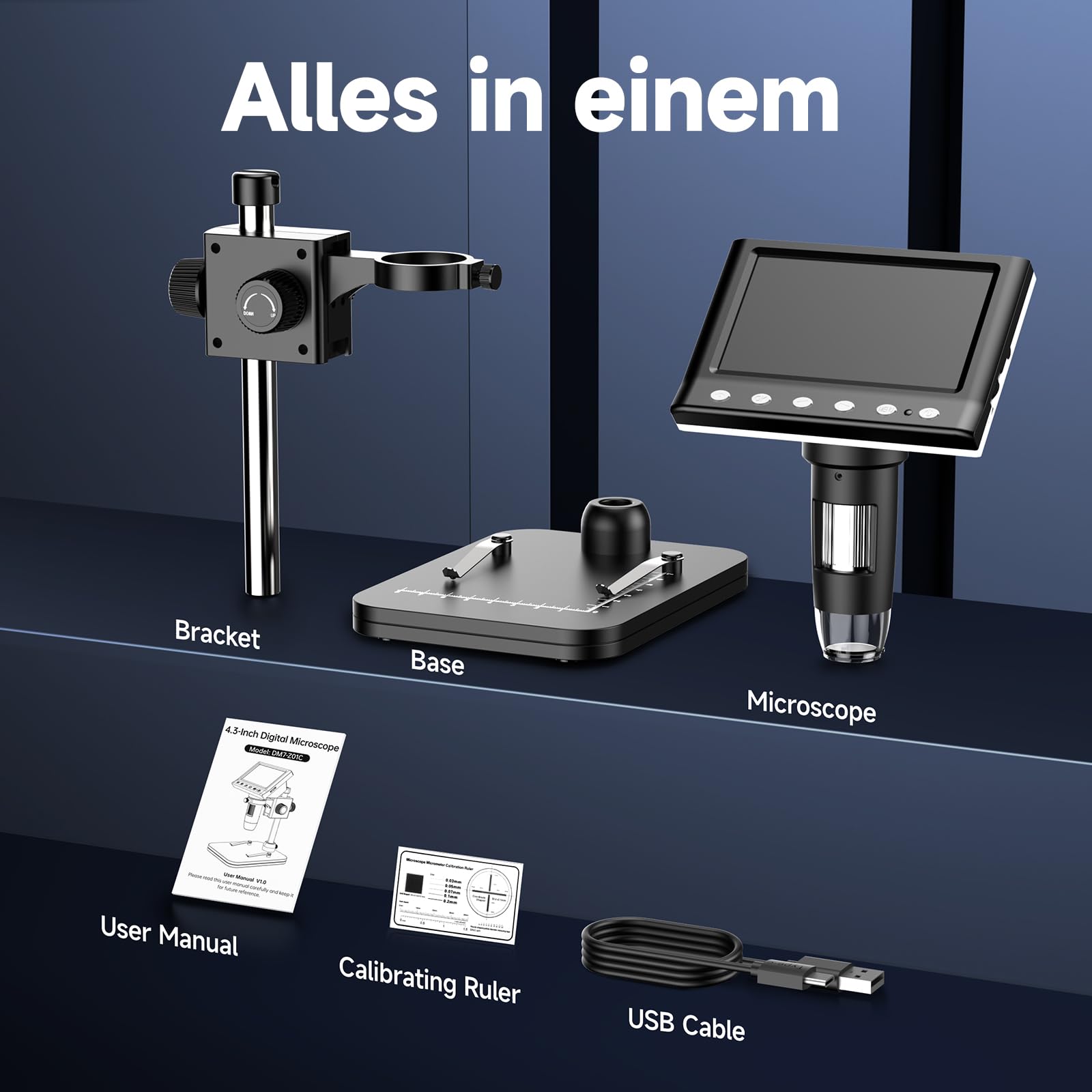 Leipan Digital Mikroskop mit 4,3 Zoll Bildschirm für Kinder Erwachsene, 1000X facher Vergrößerung 1080P USB Mikroskop mit 8 Einstellbaren LED Licht, USB to PC - Windows/Mac kompatibel