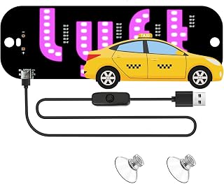 USB LED Light Sign for Drivers,Windshield Taxi Sign, Easy Suction Cup Installation for Cars, Trucks, SUVs (Ly*t-pink)