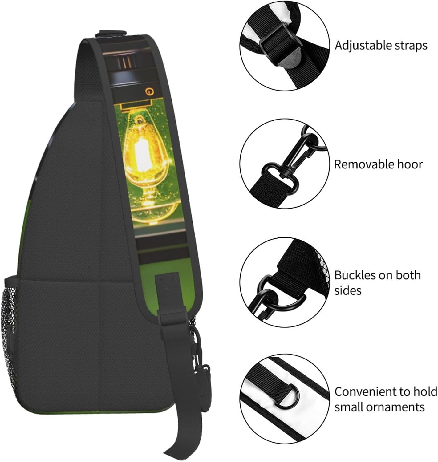 Durable Lightweight Firefly and Lantern Print Cross chest bag diagonally for Travel Commute Daily Use
