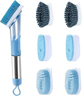 Dish Scrubbing Brush,Pan Brush，Cleaning Tools Silicone Dishwashing Brushes for Kitchen Soap Dispensers Dishwashing Kitchen Accessories Tools Kitchen Cleaning Brush Dishwashing Br (Color : Zwart)