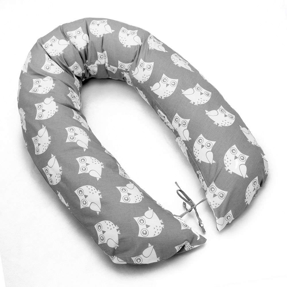 Babymam Owls Grey Breast Feeding Pillow Baby Nursing Matern​Ity Pregnancy Cotton Cover 170Cm (Owls Grey)