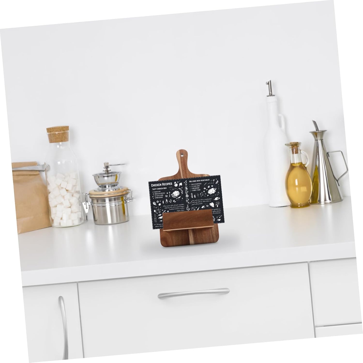 Wooden Cookbook Stand Holder for Kitchen Wall-Mounted Display Rack Stylish Wooden Menu Organizer for Recipes and Menus for Home and Restaurants