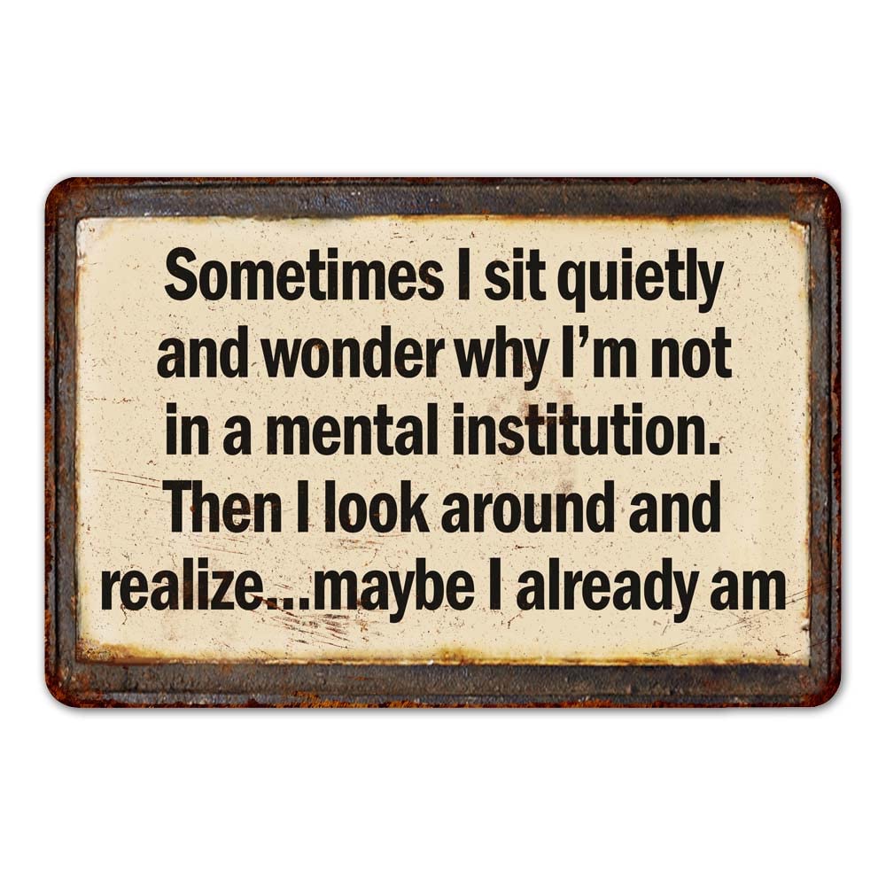 Chico Creek Signs Sometime I sit.Crazy Funny Vintage Reproduction 8 x 12 High Gloss Metal 208120067058