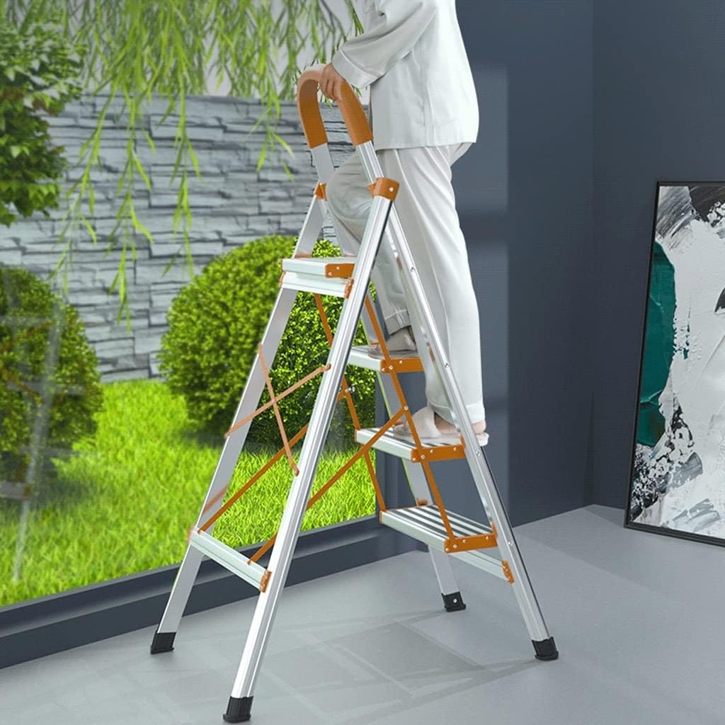 Step Ladder Aluminum Telescoping Ladder 3 Step Ladder Step Stool Folding Foldable Ladder Accessory for RV Home Clean The Windows Folding Step Stool