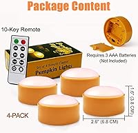 Vista 5 de CANDLE IDEA 4 PCS Luces LED de Calabaza de Halloween con Control Remoto Temporizador Brillantes Parpadeantes Funcionan con Baterías Jack-O-Lantern