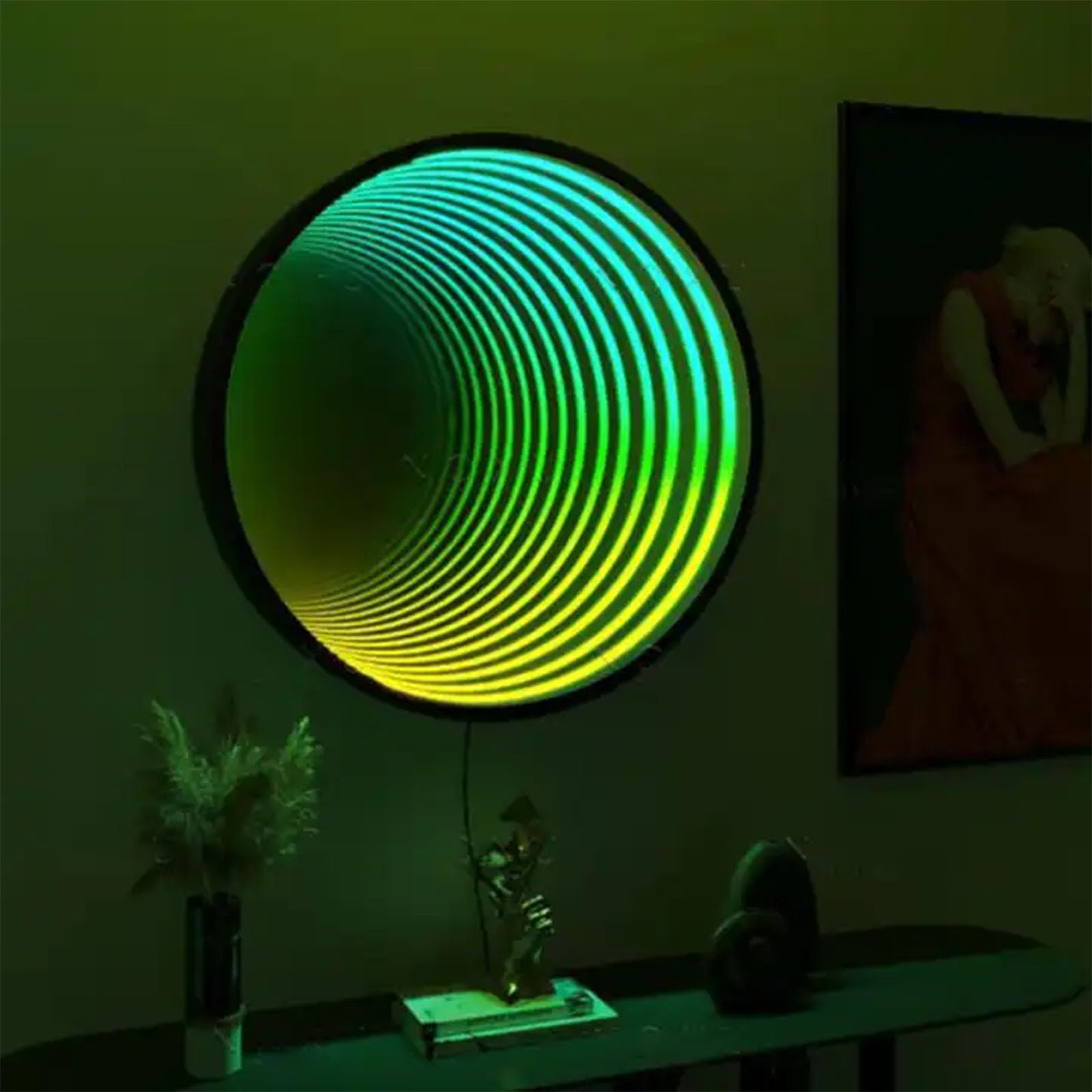 Lustrzane oświetlenie tunelowe LED Infinity światło lustrzane z pilotem, geometryczna zmiana koloru RGB, na imprezę domową Bar Gaming Decor (30CM)