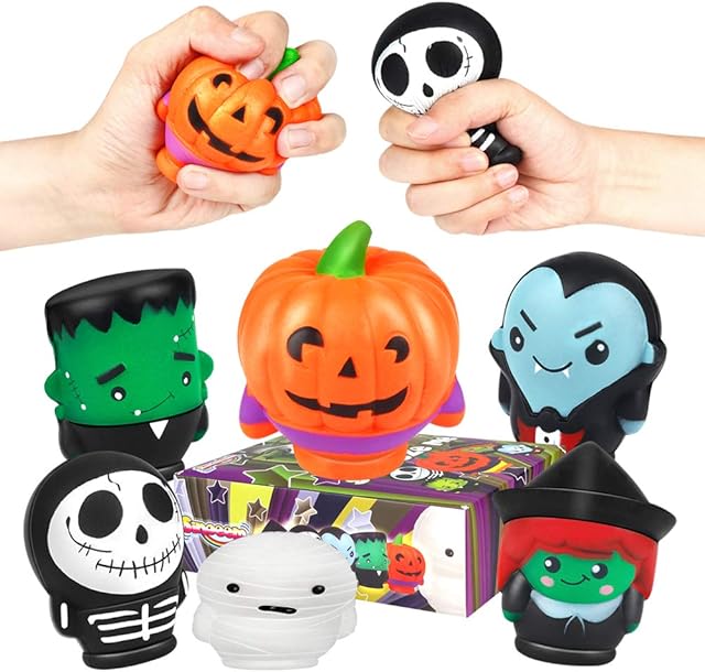Sinoeem 6 Pcs Squeeze Toy Halloween Pumpkin Cream Relief Soft Cute Scented Slow Rising Stress Relief Kawaii Soft Squeeze Toys Gift for Kids Adults