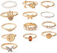 Vista 2 de Gold Kunckle Rings Set for Women,Stackable Rings Pack Snake Butterfly Statement Vintage Rings Set for Women Jewelry Gifts