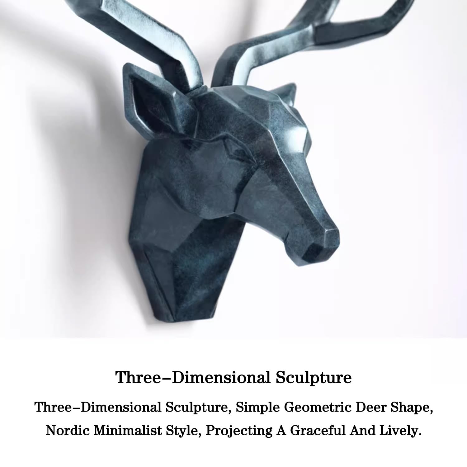 Decorazione Da Parete Con Testa Di Cervo Geometrica Testa Di Cervo In Resina Decorazione Da Parete Con Testa Di Cervo Tassidermia Finta Arte Da Parete Sculture Da Parete Con Cervo Artificiale(Black,51