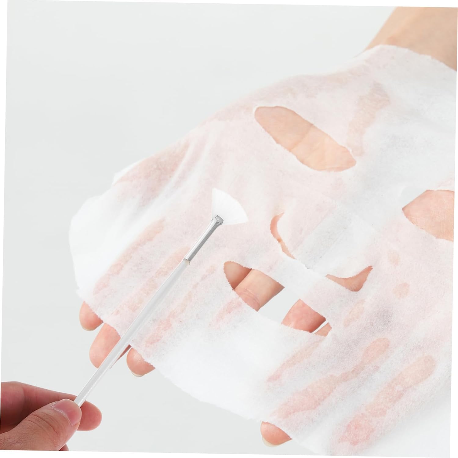 3pcs Long Handle Fan Shape Facial Mask Brush Skin Care Diy Tools White