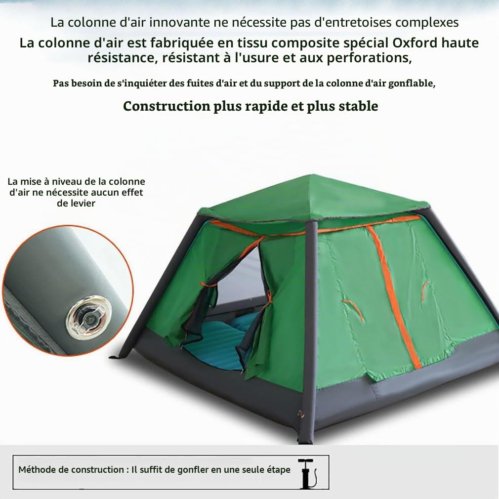 Tente gonflable d'extérieur, tente de camping pour 2 à 4 personnes, avec pompe à air et sac de transport, tentes de maison pliables, pour la famille, l'extérieur, le camping, la randonnée green